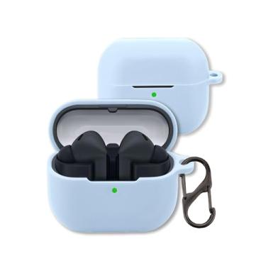 Imagem de Capa para fones de ouvido Samsung Galaxy Buds 3 FE, capa protetora de silicone macio FJIASTB com mosquetão, à prova de choque (azul claro)