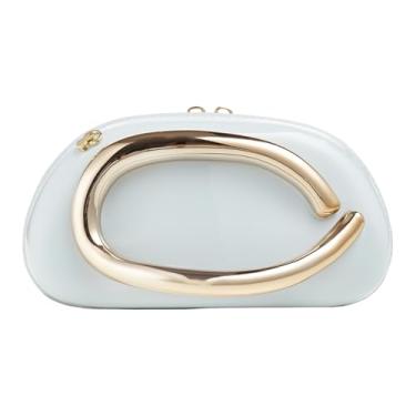 Imagem de MAGTOBO Bolsas de mão para noite para mulheres, formal, com zíper, leve, alça de metal, bolsa noturna de couro para festa de casamento, Couro cinza