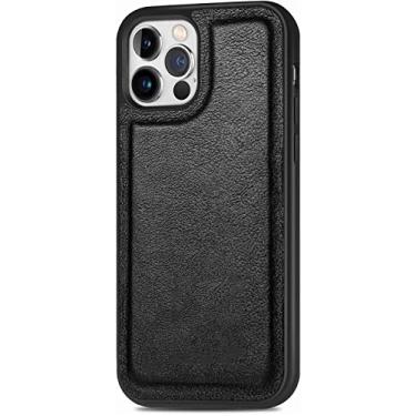 Imagem de VEVEL Capa para iPhone 13 Mini/13/13 Pro/13 Pro Max, capa de telefone bumper TPU à prova de choque de couro legítimo envolto fino, compatível com carregamento sem fio (Cor: Preto, Tamanho: 13 Mini 5,4 polegadas)