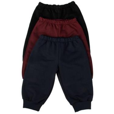 Imagem de Calça de Moletom Para Bebês 6 a 18 Meses - Kit 3 Calças (Preta, Azul-M