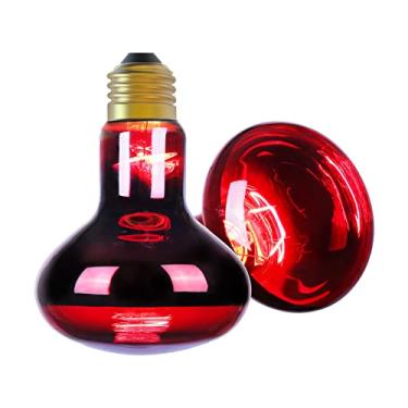 Imagem de Lâmpada de calor de répteis, lâmpada de calor de luz do dia com local UVA pacote com 2 para lagarto tartaruga dragão barbudo ouriços anfíbios (vermelho)