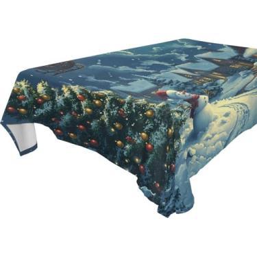 Imagem de Blueangle Toalha de mesa noturna de Natal – Toalha de mesa retangular de poliéster impermeável e resistente a manchas para ambientes internos e externos, 152 x 274 cm (216)