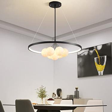 Imagem de Luminária pendente moderna com intensidade regulável para mesa de jantar, lustre LED com altura ajustável e controle remoto, ideal para sala de jantar, sala de estar, quarto e cozinha (preta