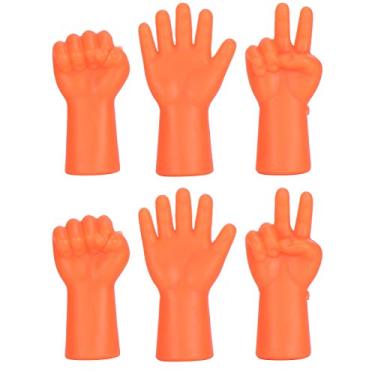 Imagem de Protetor de tampa de agulha antiderrapante macio TPR capa de ponta de agulha de tricô evita queda de pontos para tricô crochê artesanato 6 peças design de tesoura de papel de pedra (Laranja)