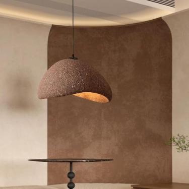 Imagem de Luminária pendente estilo japonês wabi-sabi, estilo retrô, com personalidade, soquete E27, lustre para ilha de cozinha, cúpula de poliestireno, luminária de mesa para restaurante, iluminação