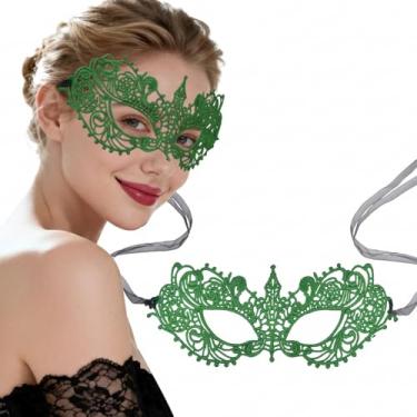 Imagem de Hoshin Masquerade Mask for Women, Lace Venetian Masks Mardi Gras Costume Deecorations for Ball Party(Green)