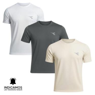 Imagem de Kit 3 Camisetas Diadora Small Logo Masculina - Off White e Branco G, G