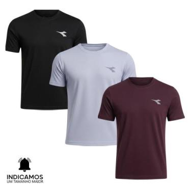Imagem de Kit 3 Camisetas Diadora Small Logo Masculina - Preto e Bordô M, M