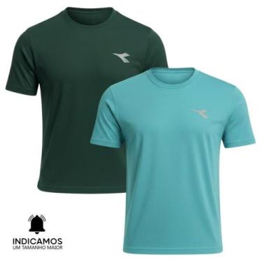 Imagem de Kit 2 Camisetas Diadora Small Logo Masculina - Azul Turquesa e Verde E