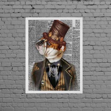 Imagem de Quadro Vintage Bulldog Inglês 33X24Cm - Com Vidro