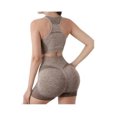 Imagem de Conjunto De Yoga Sem Costura Para Mulheres, Shorts De Academia, Sutiãs