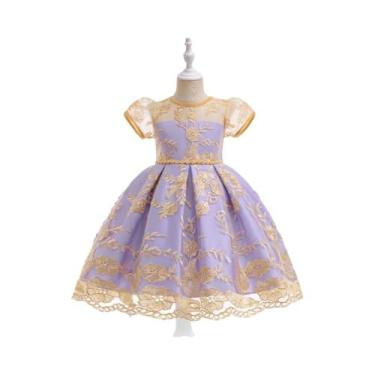 Imagem de Vestido De Festa Elegante Para Meninas Com Grande Laço Bordado Para An