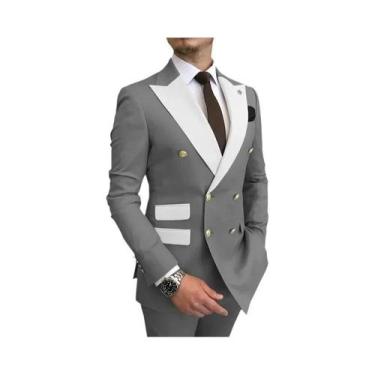 Imagem de Terno Masculino Slim Fit Branco Com Lapela Pontuda Para Casamento E Fe