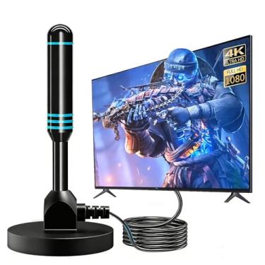 Imagem de XIANGLYO Antena de TV interna, antena HDTV digital de longo alcance com base magnética, recepção 4K 1080p, preto, cabo coaxial de 5 metros para Smart TVs