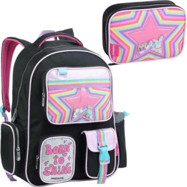 Imagem de Conjunto Mochila De Costas e Estojo Box Escolar Juvenil Feminina Born 