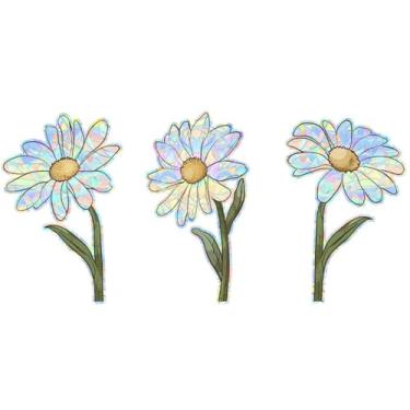 Imagem de Achang Adesivos de parede de plantas crisântemo vidro porta e janela decoração de varanda adesivo de janela descascar e colar para sala de estar, quarto, TV, parede, sala de aula