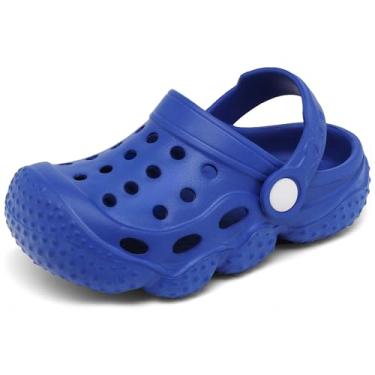 Imagem de INMINPIN Chinelo infantil infantil para meninas, meninos, sapatos de jardim, crianças, chuveiro, praia, piscina, ambientes internos e externos, Azul, 18