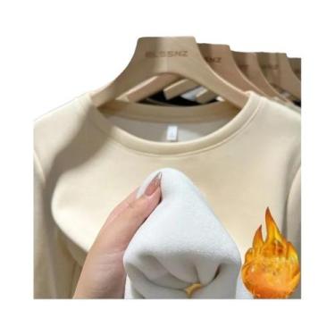 Imagem de Camiseta Térmica De Inverno Para Mulheres, Top De Fleece Com Gola Redo