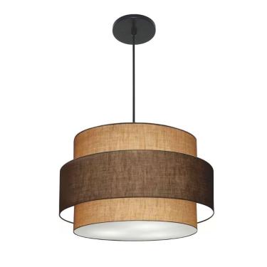 Imagem de Lustre Para Sala De Jantar Vivare Md-4395 Cúpula Em Tecido 55cm Palha-café-palha 127/220v