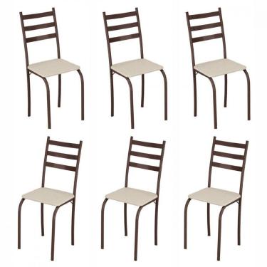 Imagem de Conjunto Com 6 Cadeiras Marabá Marrom Assento Creme Teixeira Marrom Com Creme