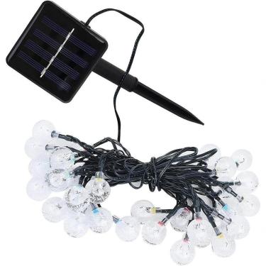 Imagem de Cordão Lâmpadas Solar Luzes Leds Bolinhas Amarela Natal 5m