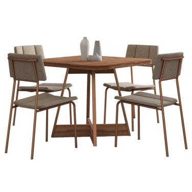 Imagem de Conjunto Sala De Jantar Fontana 4 Cadeiras Carraro Areia/rose/nogal