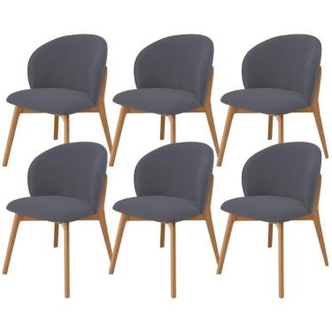 Imagem de Kit 06 Cadeiras De Jantar E Estar Living Estofada Mia L02 Suede Cinza - Lyam Decor