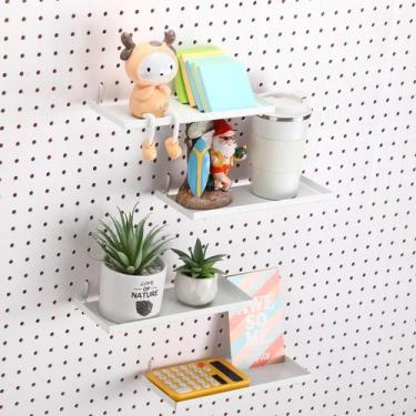 Imagem de Prateleiras Pegboard Lineshading, 4 peças, 25 x 10 cm, metal, branco