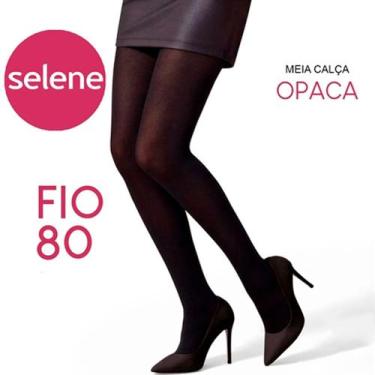 Imagem de Meia Calça Opaca Feminina Adulto Clássica Fio 80 Selene, G, Preto