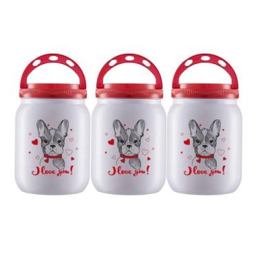 Imagem de Kit 3 Pote Ração Petisco Com Tampa Rosca 1,7l Gato Cachorro - - Bandei