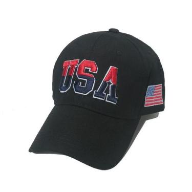 Imagem de Boné de beisebol de algodão bordado com letra americana unissex 56-58c