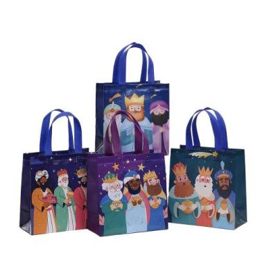 Imagem de Sacos de presente, 3 Kings Day, laminados, não tecidos, 23x22x11cm, 12