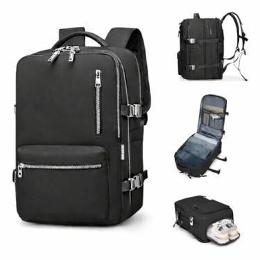 Imagem de Romantic Crown Mochila de Viagem Expansivel Avião Grande Feminina,Mochila Executiva Masculina Impermeável Reforçada para Notebook,Casual Esportes Hiking Escola Presente (Preto)