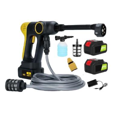 Imagem de Lavadora de Alta Pressão Portátil Sem Fio 21V Super Potente, Recarregável, Bivolt, com 2 Baterias de Longa Duração Ideal para Lavar Carros, Motos, Calçadas, Telhados e Limpeza Pesada!