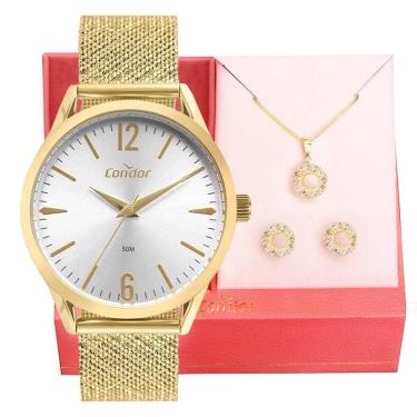Imagem de Relógio Feminino Condor Analógico COPC21JLW/K4K Colar e Brincos-Feminino
