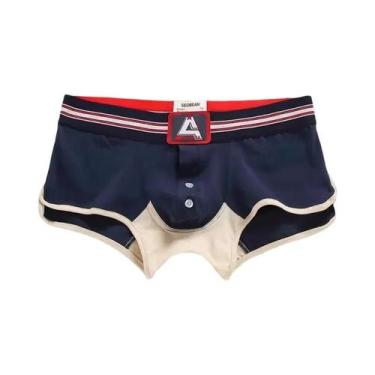 Imagem de Cuecas Boxer Masculinas Slim Fit De Algodão Com Abertura Frontal Em U 