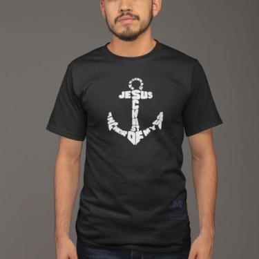 Imagem de Camisa Âncora Jesus Algodão - AD Store, P, Estampa branca