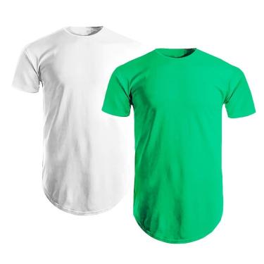 Imagem de Kit 2 Longlines Camiseta Alongada Lisa Cores Manga Curta Plus Size G1 a G5-Masculino