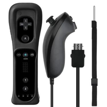Imagem de Controle Wii Remote Plus + Nunchuk Compatível Com Nintendo Wii E Wii U Preto.