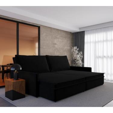 Imagem de Sofá-cama Retrátil 4 Lugares Sem Caixa Suede 2,10m Argélia - CIALAR MÓ