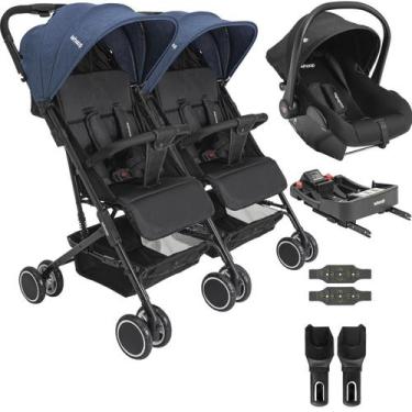 Imagem de Carrinho Kiddo Gemeos Bebe Conforto Colinho Base ISOFIX Mascote Marinh