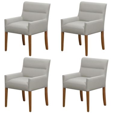 Imagem de Kit 4 Cadeiras Para Mesa De Jantar Angel Base Madeira Corano Fendi - Nexta Casa