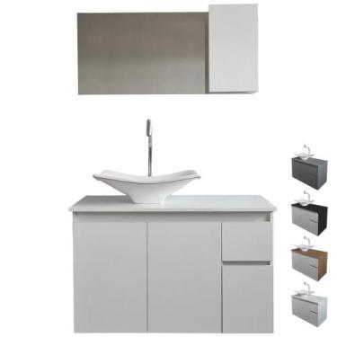 Imagem de Gabinete para Banheiros com Cuba Armário com Espelho Pia - Utility Pet