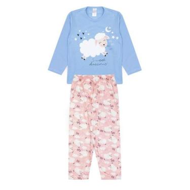 Imagem de Pijama Infantil Feminino Inverno Sweet Dreams - Hey Kids Azul Claro - 