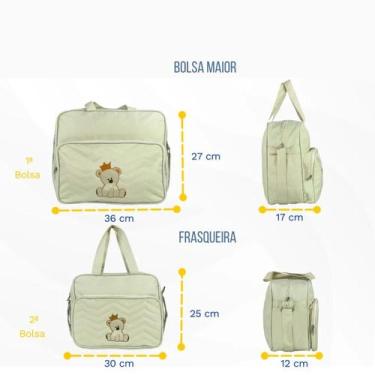 Imagem de Kit Bolsa e Frasqueira Bordada Saída Maternidade Urso Ursa Rei - Xukin