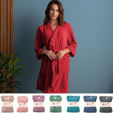 Imagem de Roupão G Plush Microfibra Kimono Unissex Feminino e Masculino Atlântic