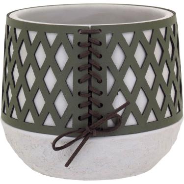 Imagem de VASO DECORATIVO ENFEITE PLANTA CIMENTO 18x14x14cm VERDE