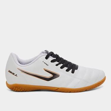Imagem de Chuteira Futsal Topper Skill Masculina, Branco, Preto, 40