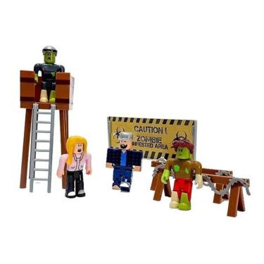Imagem de Boneco Articulado Cartela 4 Roblox Ataque Zumbi No23 com Itens de Aventura e Cenário Pr...