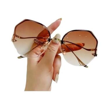 Imagem de Óculos De Sol Vintage Sem Armação Para Mulheres, Estilo Oversized, Com